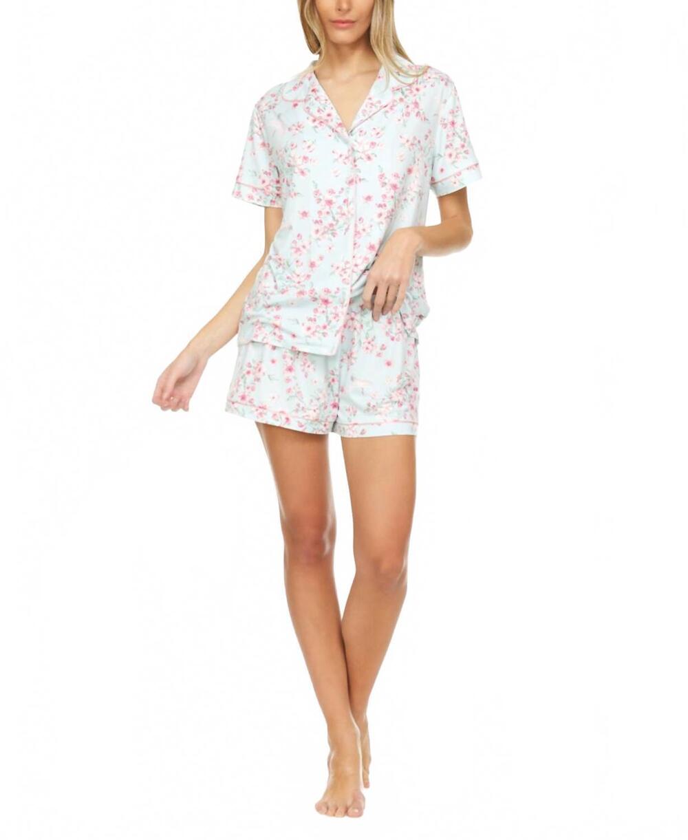 NEW FLORA NIKROOZ printed pajama shorts set in mint